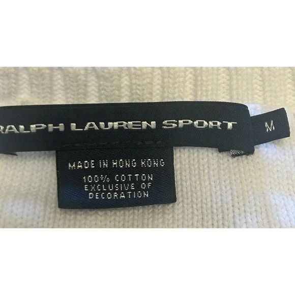 VTG Y2K Ralph Lauren Sport White & Blue Sweater Cotton Preppy Classic Womens M - Picture 2 of 6
